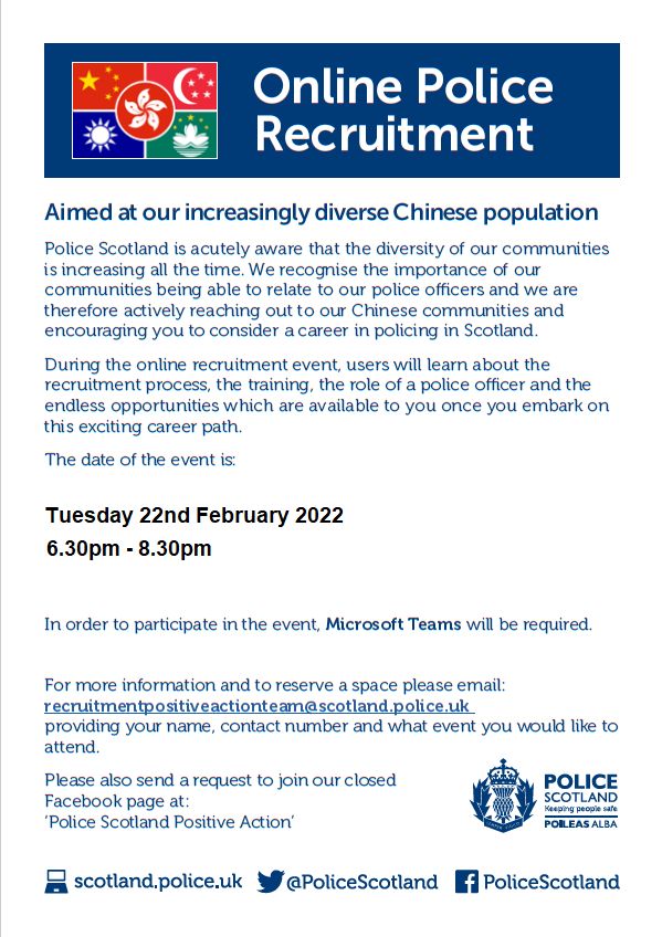 Police Scotland Recruitment Chinese Featured Image
