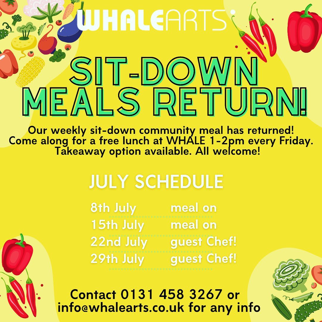 WHALE Arts Community Meal July schedule Featured Image