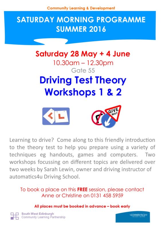 Driving Test Theory 28 May + 4 June 16
