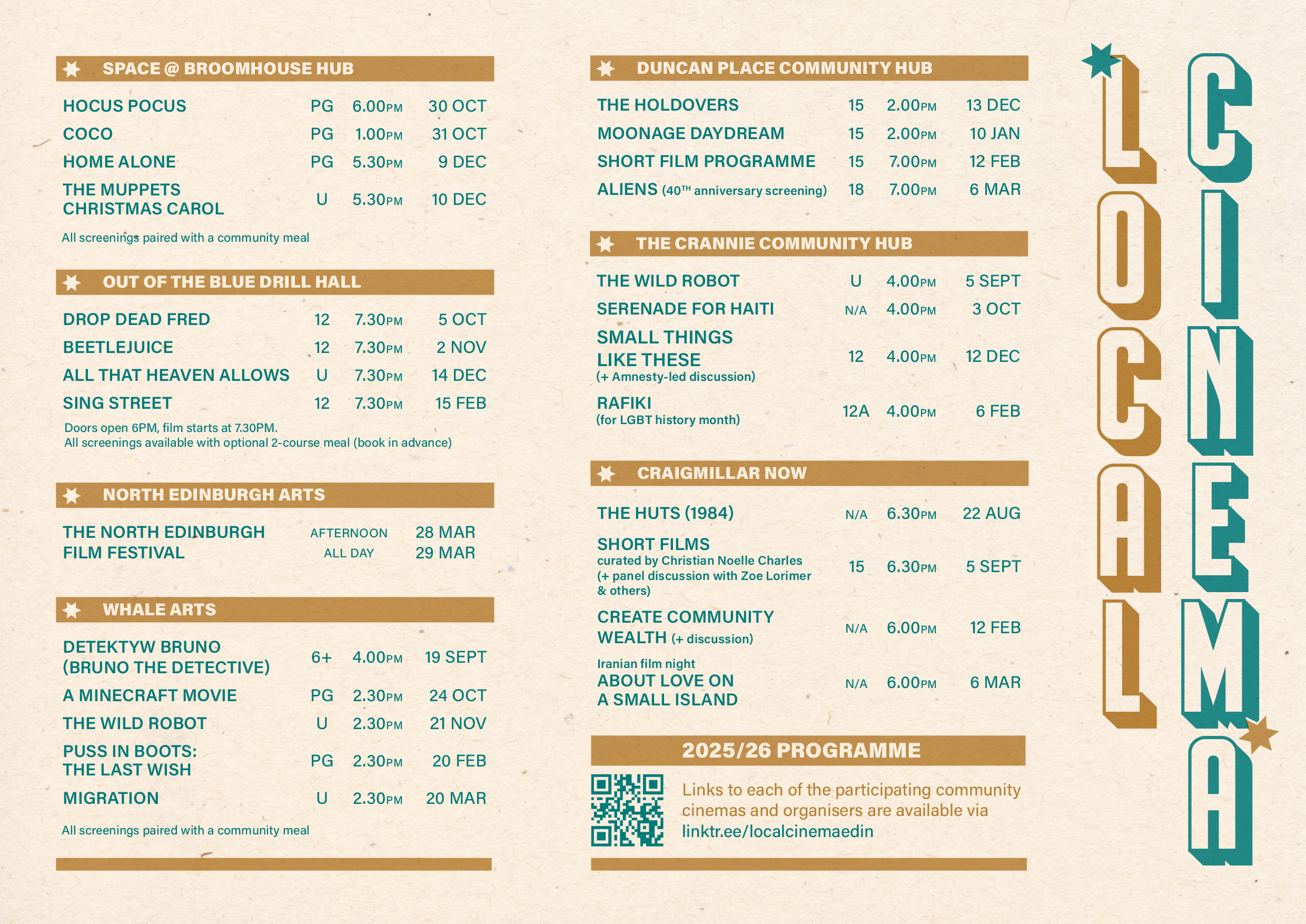 Local Cinema Programme Winter 2026