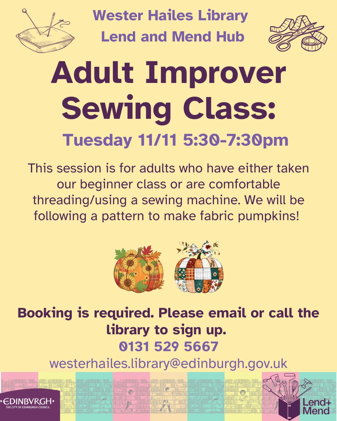 adult improver sewing class at wester hailes library