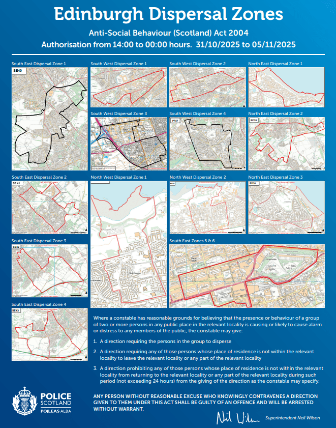 edinburgh dispersal zones