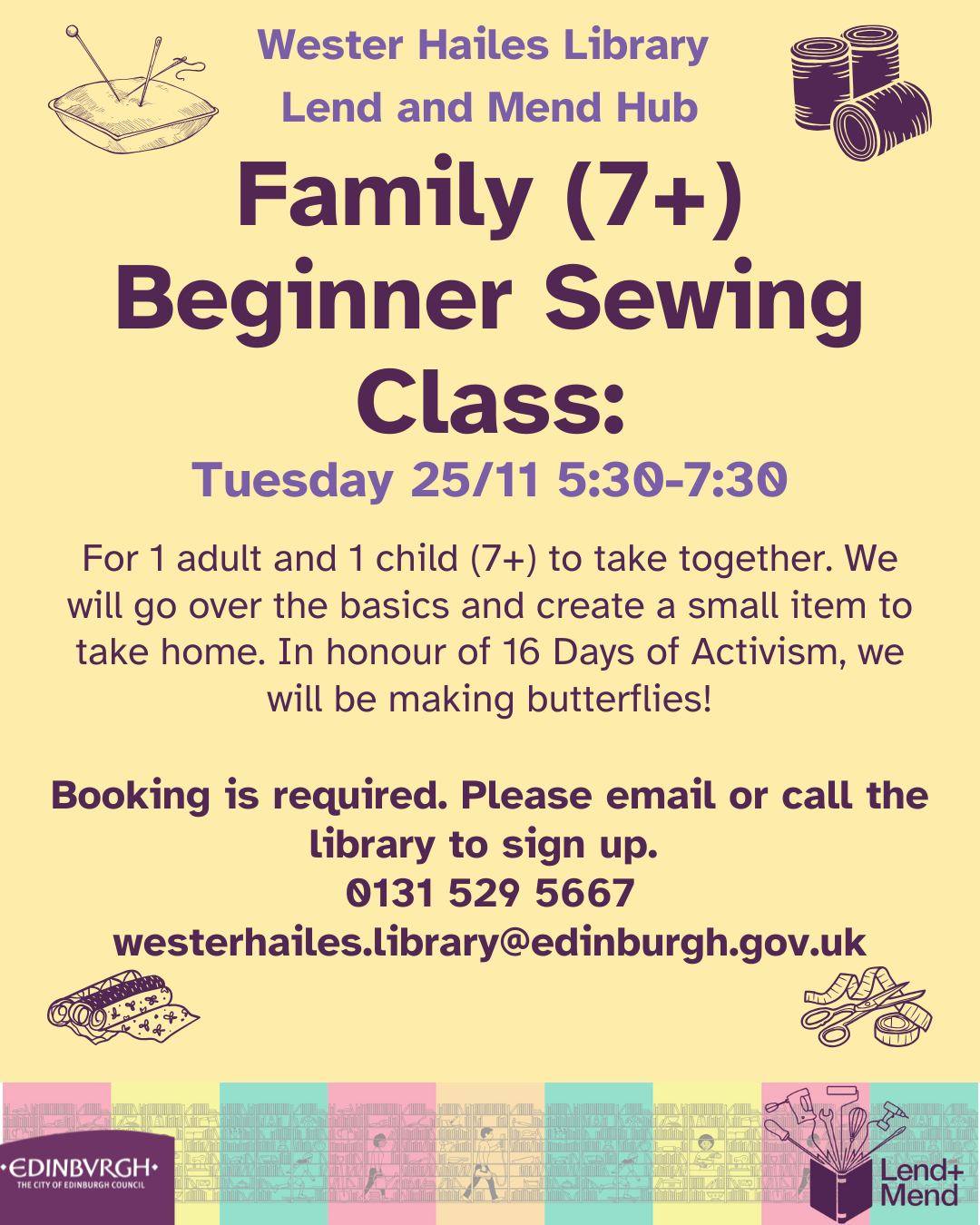 Family Beginner Sewing Class