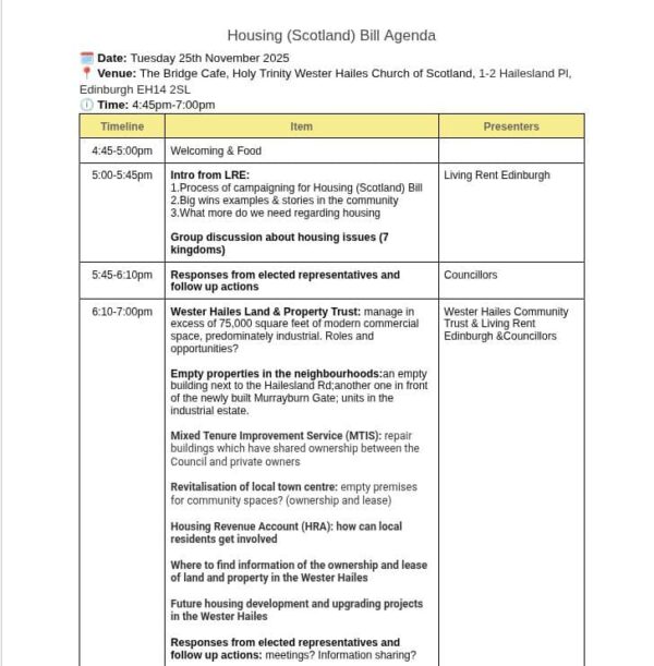 WHCT Housing Bill meeting agenda