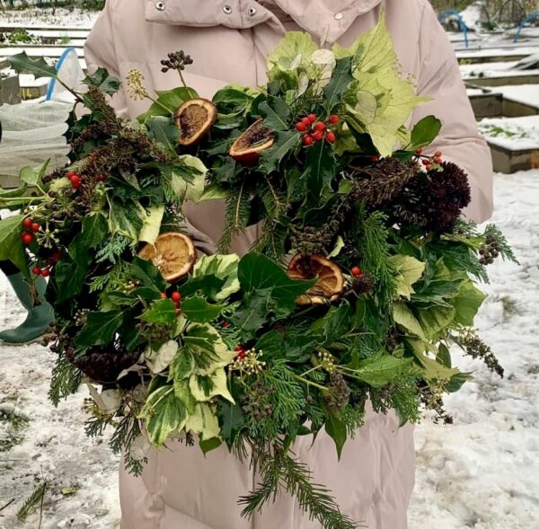 festive wreath making