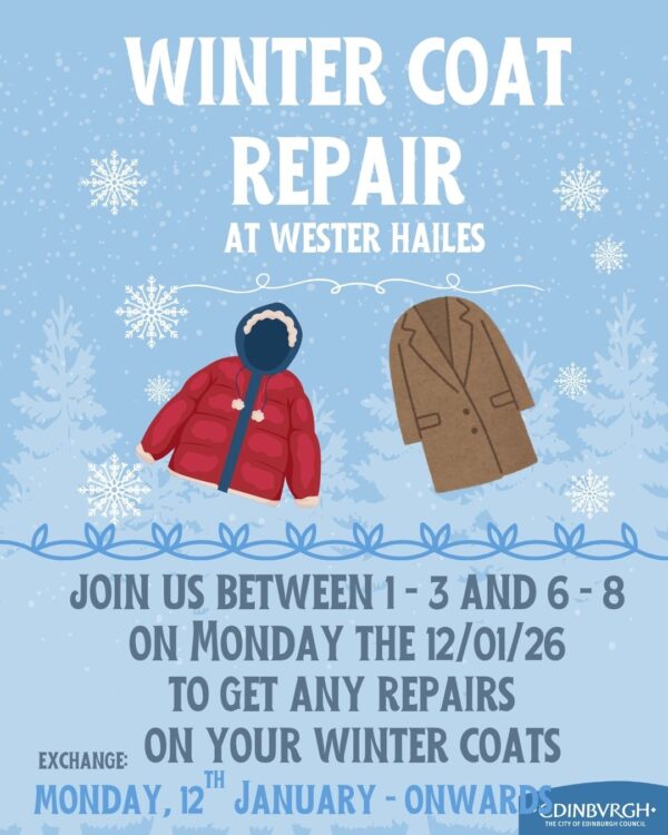 winter coat repair at wester hailes library
