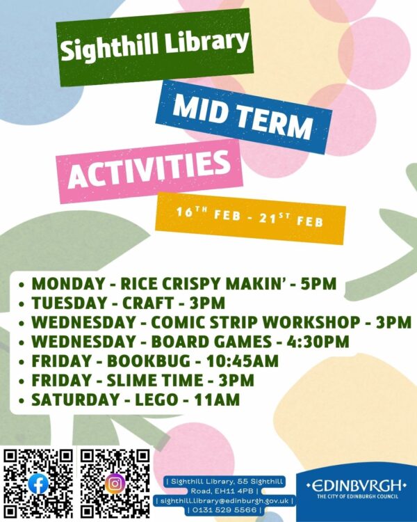 sighthill library mid term activities