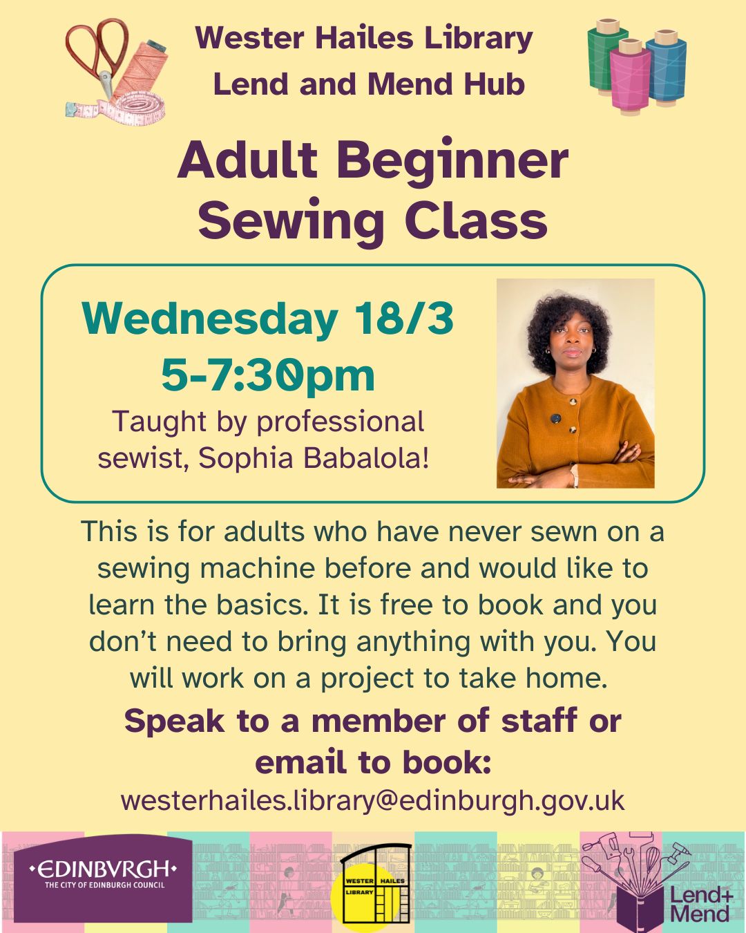 adult beginner sewing class