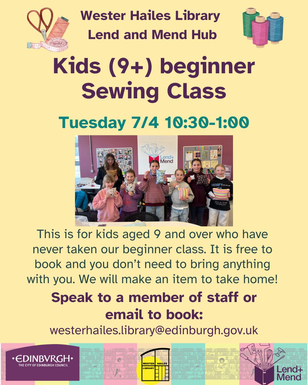 kids beginner sewing class