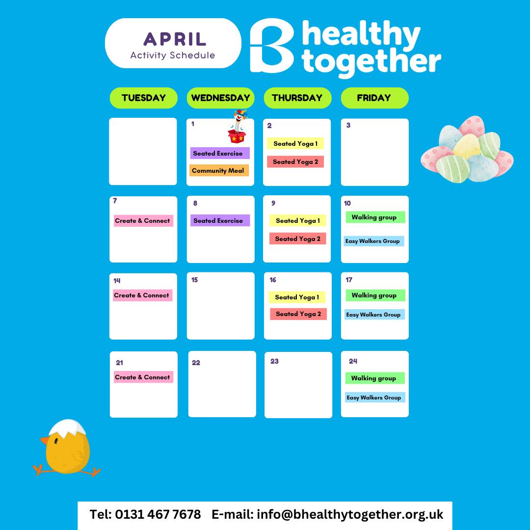 B Healthy Together April Activity Schedule