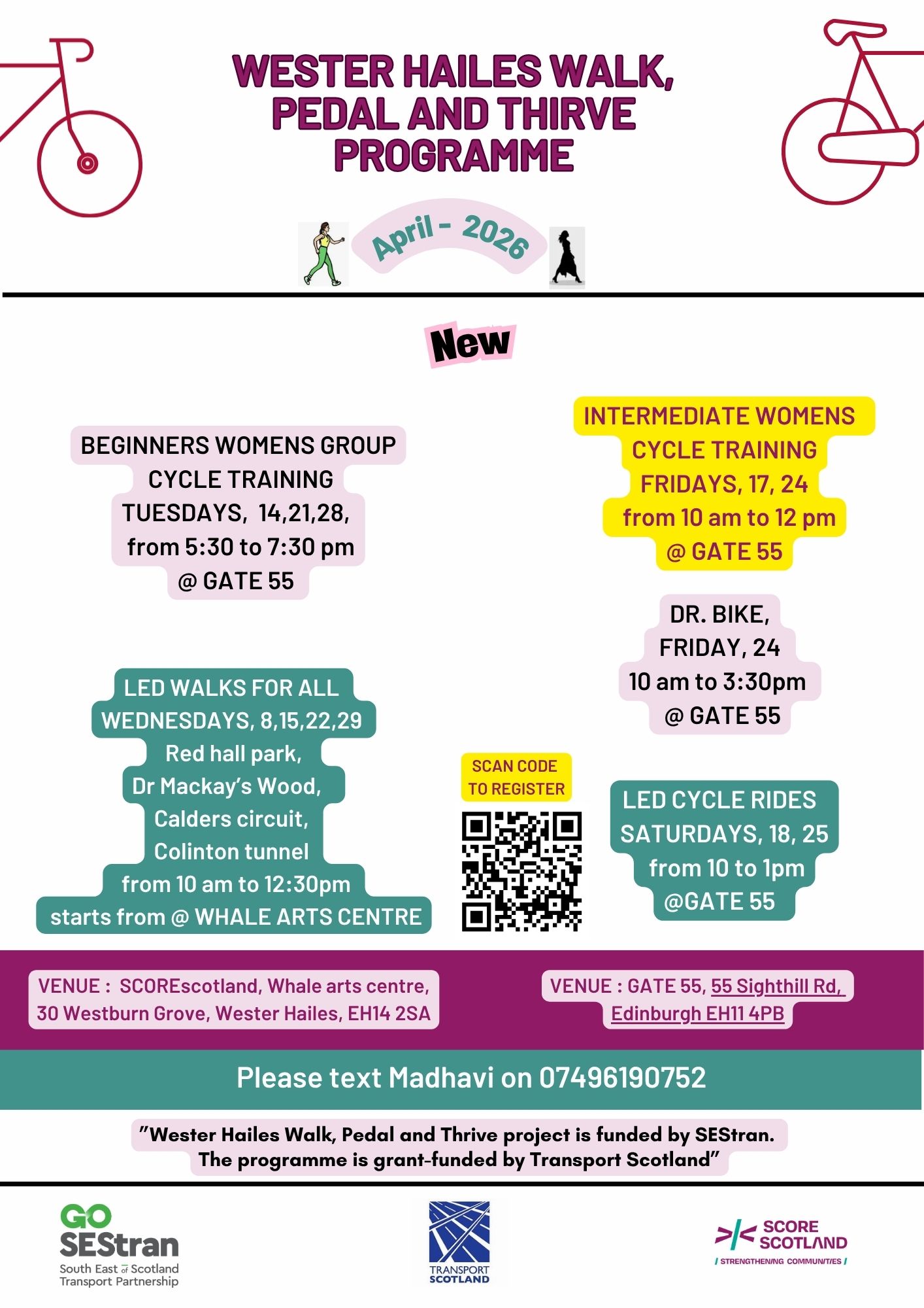 walk pedal and thrive april programme