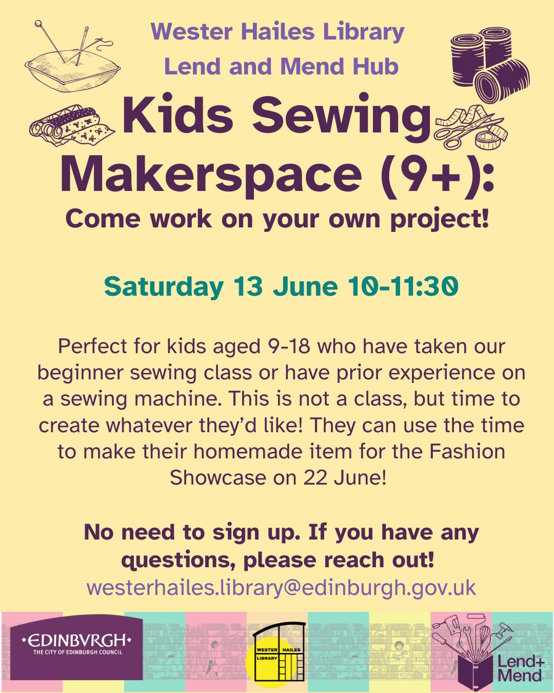 kids sewing makerspace