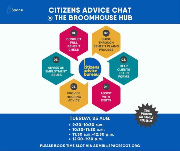 Citizens Advice chat at Broomhouse Hub