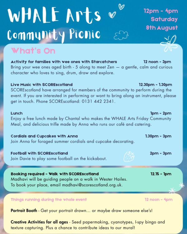 whale arts community picnic programme