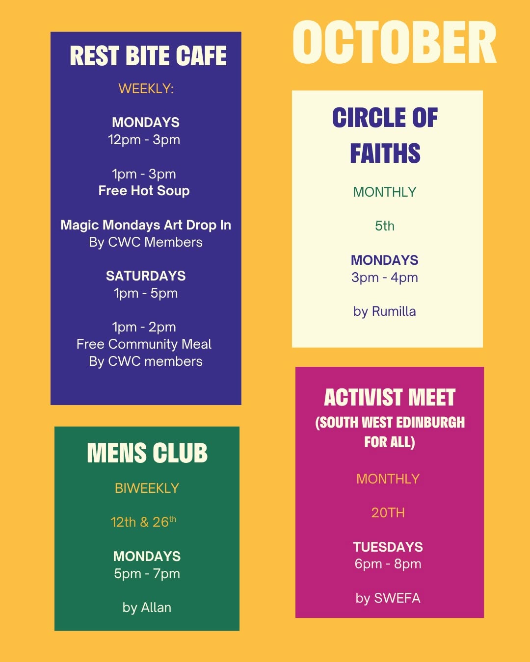 Community Wellbeing Collective October programme